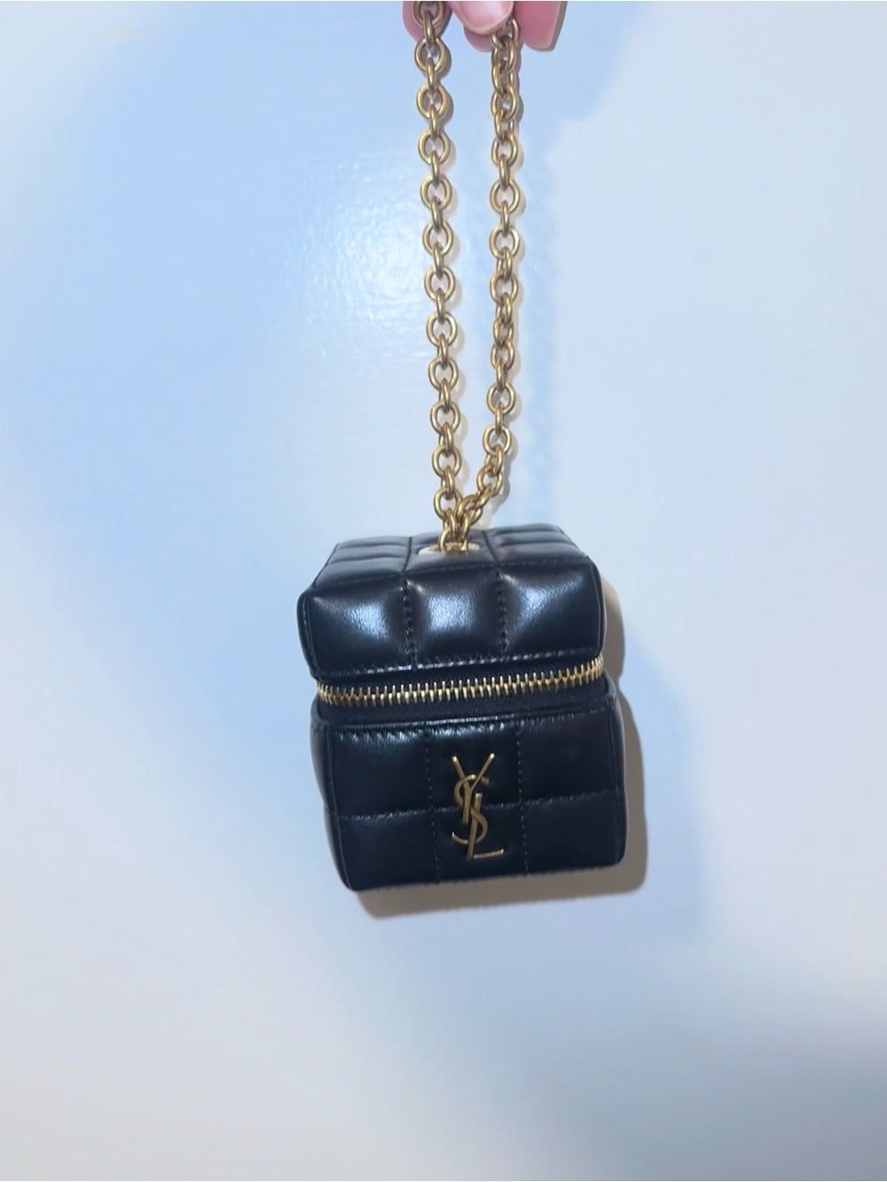 Saint Laurent Black Quilted Matelassé Mini Cube with Gold Chain - Picture 7 of 10
